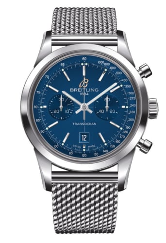 Breitling Transocean Chronograph 38 Blue / Milanese