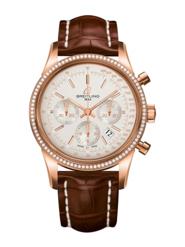 Breitling Transocean Chronograph Red Gold / Diamond / Silver / Croco