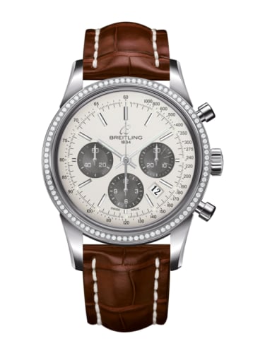 Breitling Transocean Chronograph Stainless Steel / Diamond / Panda / Croco