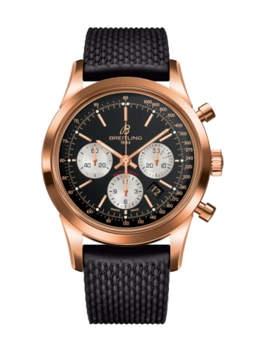Breitling Transocean Chronograph Red Gold / Reverse Panda / Rubber Aero Classic