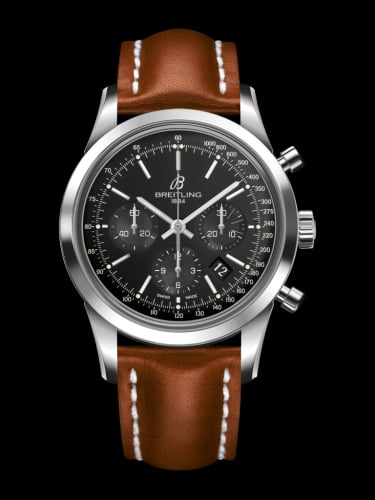 Breitling Transocean Chronograph Stainless Steel / Black / Calf / Pin