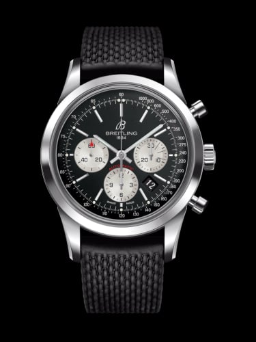 Breitling Transocean Chronograph Stainless Steel / Reverse Panda / Rubber / Folding