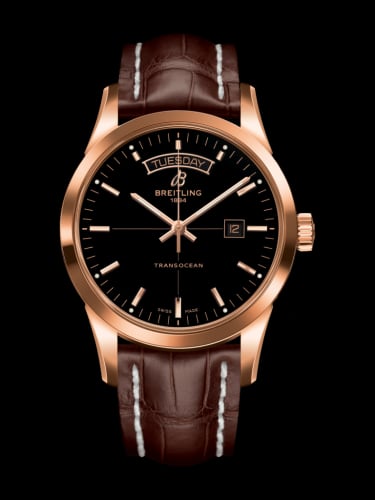 Breitling Transocean Day &amp; Date Red Gold / Black / Croco / Folding