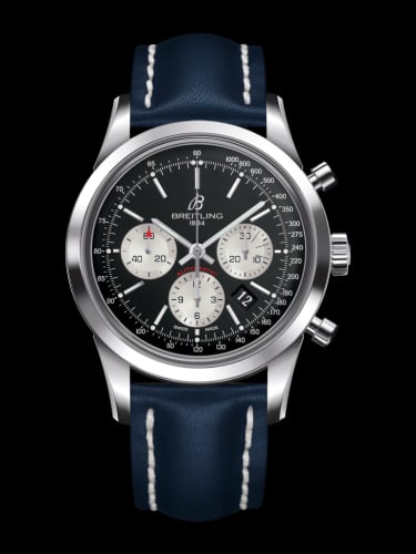 Breitling Transocean Chronograph Stainless Steel / Reverse Panda / Calf / Pin