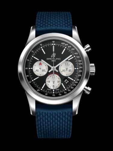 Breitling Transocean Chronograph Stainless Steel / Reverse Panda / Rubber / Pin