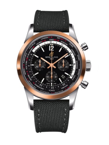 Breitling Transocean Chronograph Unitime Pilot Stainless Steel / Red Gold / Black / Military