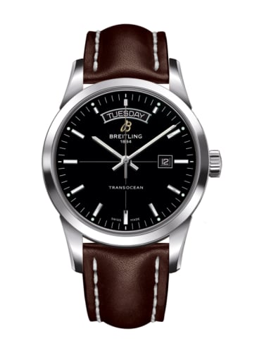 Breitling Transocean Day &amp; Date Stainless Steel / Black / Calf / Pin