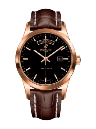 Breitling Transocean Day &amp; Date Red Gold / Black / Croco / Pin