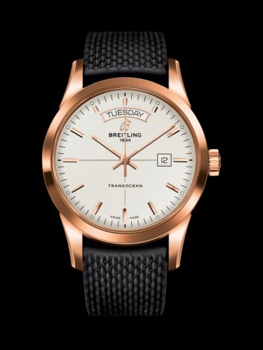 Breitling Transocean Day &amp; Date Red Gold / Silver / Rubber / Folding