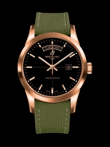 Breitling Transocean Day &amp; Date Red Gold / Black / Military / Pin