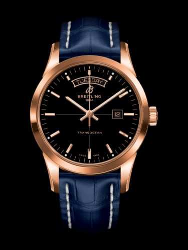 Breitling Transocean Day &amp; Date Red Gold / Black / Croco / Pin