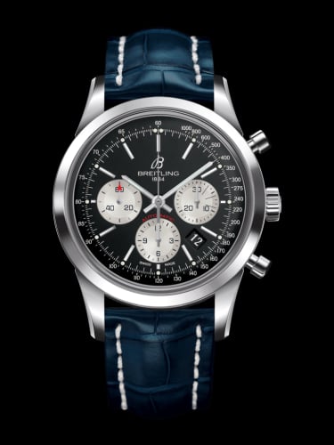 Breitling Transocean Chronograph Stainless Steel / Reverse Panda / Croco / Folding