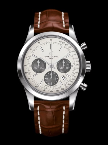 Breitling Transocean Chronograph Stainless Steel / Panda / Croco / Folding