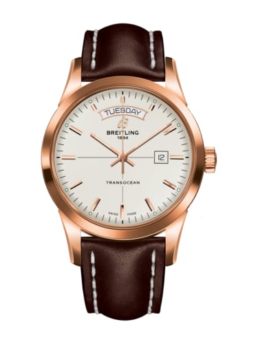 Breitling Transocean Day &amp; Date Red Gold / Silver / Calf / Pin