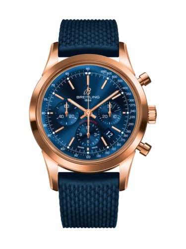 Breitling Transocean Chronograph Red Gold / Blue / Rubber Aero Classic
