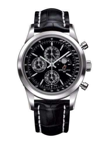 Breitling Transocean Chronograph 1461 Stainless Steel / Black / Croco / Pin