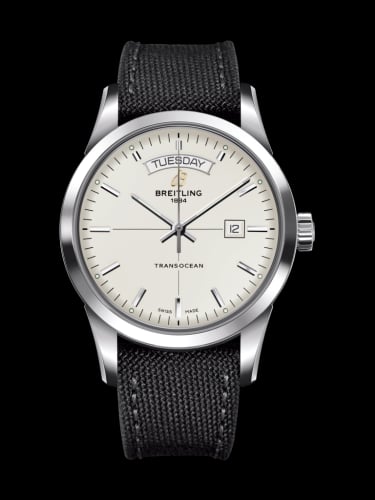 Breitling Transocean Day &amp; Date Stainless Steel / Silver / Military / Pin