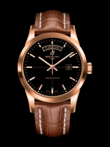 Breitling Transocean Day &amp; Date Red Gold / Black / Croco / Pin