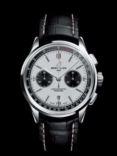Breitling Premier B01 Chronograph 42 Stainless Steel / Silver / Croco / Pin
