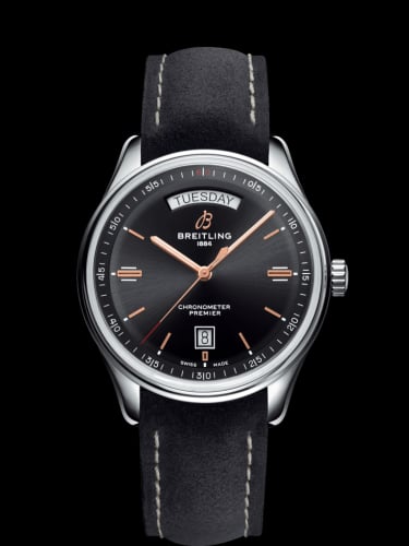 Breitling Premier Automatic Day &amp; Date 40 Stainless Steel / Black / Nubuck Anthracite / Tang