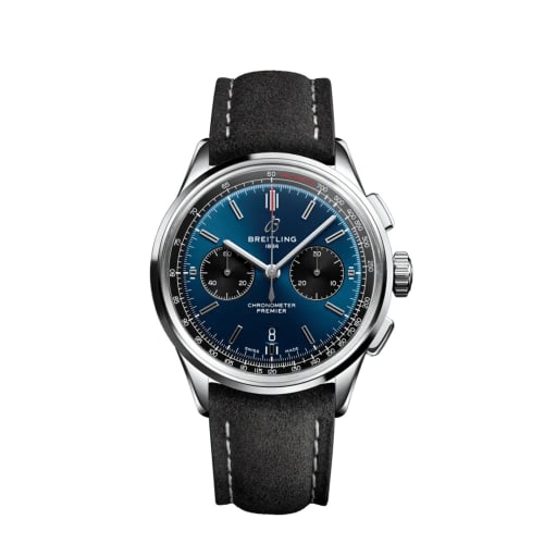 Breitling Premier B01 Chronograph 42 Stainless Steel / Blue / Anthracite Nubuck / Folding