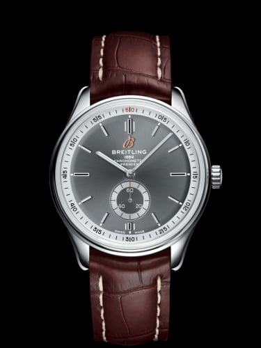 Breitling Premier Automatic 40 Stainless Steel / Anthracite / Croco Brown / Folding