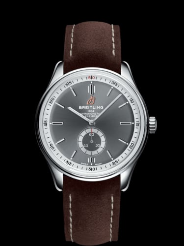Breitling Premier Automatic 40 Stainless Steel / Anthracite / Nubuck Brown / Folding