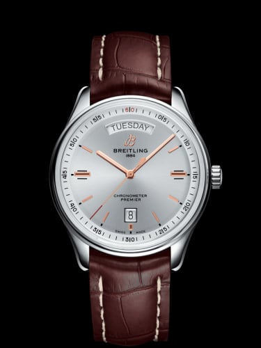 Breitling Premier Automatic Day &amp; Date 40 Stainless Steel / Silver / Croco Brown / Tang