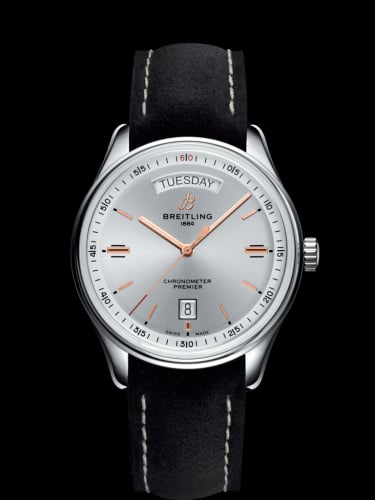 Breitling Premier Automatic Day & Date 40 Stainless Steel / Silver / Nubuck Black / Folding