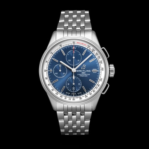 Breitling Premier Chronograph 42 Stainless Steel / Black / Croco Black / Tang