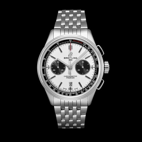 Breitling Premier B01 Chronograph 42 Stainless Steel / Silver / Croco / Pin