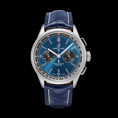 Breitling Premier B01 Chronograph 42 Stainless Steel / Blue / Croco / Folding