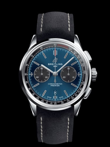 Breitling Premier B01 Chronograph 42 Stainless Steel / Blue / Anthracite Nubuck / Folding