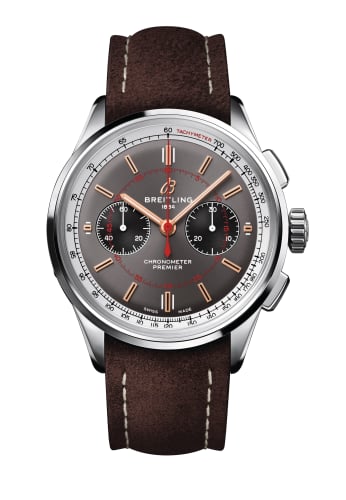 Breitling Premier B01 Chronograph 42 Stainless Steel / Wheels and Waves / Nubuck / Folding