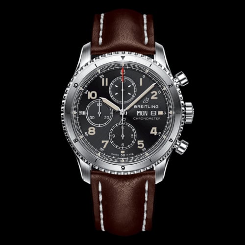 Breitling Aviator 8 Chronograph 43 Stainless Steel / Black / Calf / Folding