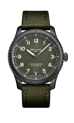 Breitling Aviator 8 Automatic 41 Blacksteel / Curtiss Warhawk / Canvas / Pin