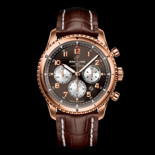 Breitling Aviator 8 B01 Chronograph 43 Red Gold / Bronze / Alligator / Folding