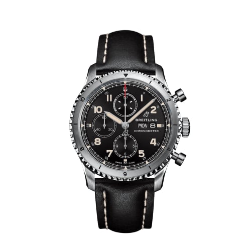 Breitling Aviator 8 Chronograph 43 Stainless Steel / Black / Calf / Folding