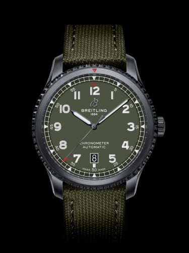 Breitling Aviator 8 Automatic 41 Blacksteel / Curtiss Warhawk / Canvas / Folding