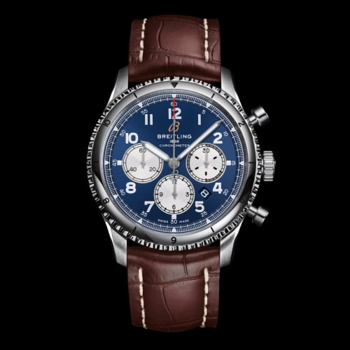 Breitling Aviator 8 B01 Chronograph 43 Stainless Steel / Blue / Croco / Folding