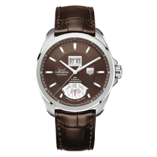 TAG Heuer Grand Carrera Calibre 8 RS Grande Date GMT Stainless Steel / Brown / Alligator