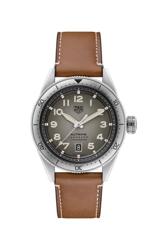 TAG Heuer Autavia Isograph Calibre 5 Stainless Steel / Grey / Leather