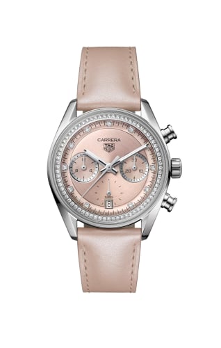 TAG Heuer Carrera Chronograph Glass Box Stainless Steel / Pink - Diamond