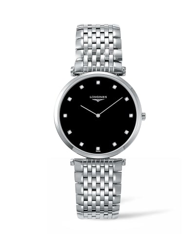 Longines La Grandes Classique Quartz 36 Stainless Steel / Black-Diamond / Bracelet