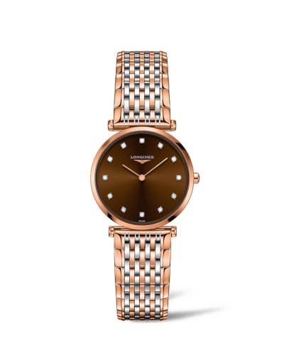 Longines La Grande Classique Quartz 29 Stainless Steel / Red Gold PVD / Brown