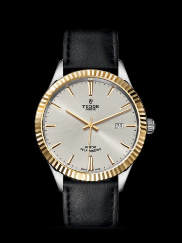 Tudor Style 41 Stainless Steel / Yellow Gold / Fluted / Silver / Strap