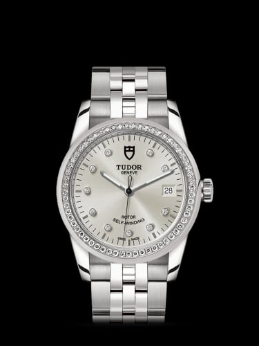 Tudor Glamour Date 36 Stainless Steel / Diamond / Silver-Diamond / Bracelet