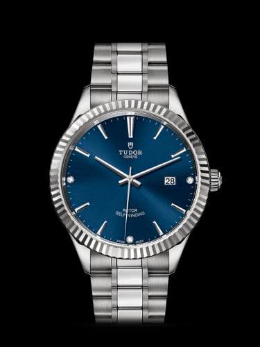 Tudor Style 41 Stainless Steel / Fluted / Blue-Diamond / Bracelet