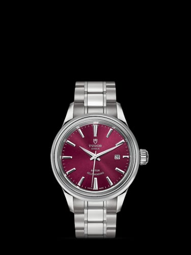 Tudor Style 28 Stainless Steel / Burgundy / Bracelet