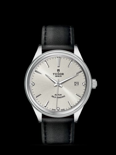 Tudor Style 38 Stainless Steel / Silver-Diamond / Strap
